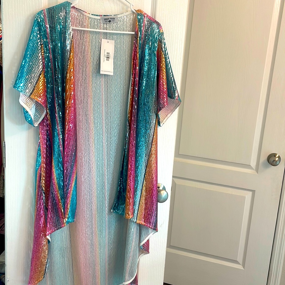 NWT Crazy Train Sequin Kimono